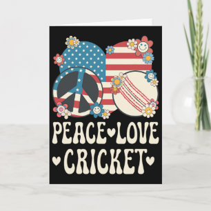 Peace Love Cricket Lover American Flag Patriotic C Card