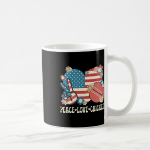 Peace Love Cricket Lover American Flag Patriotic C Coffee Mug