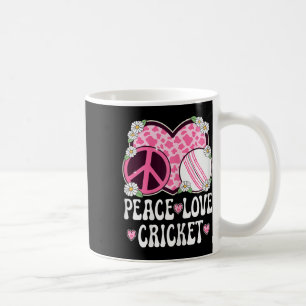 Peace Love Cricket Lover Cow Print Women Girls Cut Coffee Mug