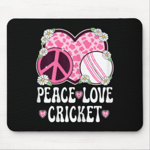 Peace Love Cricket Lover Cow Print Women Girls Cut Mouse Pad