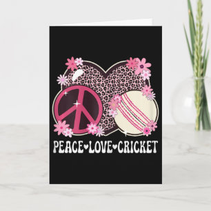 Peace Love Cricket Lover Leopard Print Women Girls Card