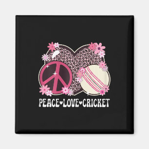Peace Love Cricket Lover Leopard Print Women Girls Magnet