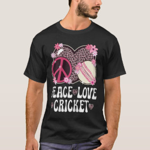 Peace Love Cricket Lover Leopard Print Women Girls T-Shirt