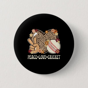 Peace Love Cricket Lover Outfit Cheetah Print Wome 6 Cm Round Badge