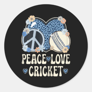 Peace Love Cricket Lover Outfit Cheetah Print Wome Classic Round Sticker