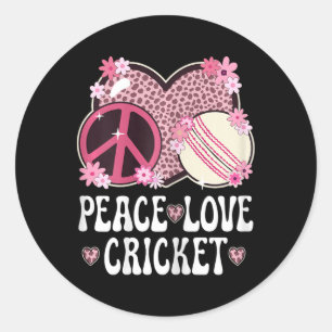 Peace Love Cricket Lover Outfit Cheetah Print Wome Classic Round Sticker