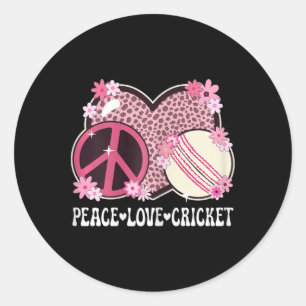 Peace Love Cricket Lover Outfit Cheetah Print Wome Classic Round Sticker