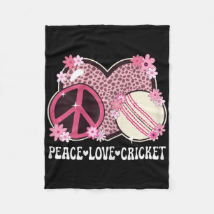 Peace Love Cricket Lover Outfit Cheetah Print Wome Fleece Blanket