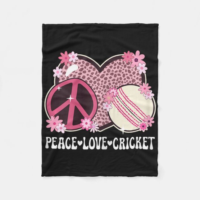 Peace Love Cricket Lover Outfit Cheetah Print Wome Fleece Blanket (Front)