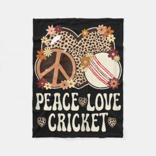 Peace Love Cricket Lover Outfit Cheetah Print Wome Fleece Blanket