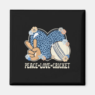 Peace Love Cricket Lover Outfit Cheetah Print Wome Magnet