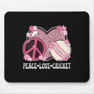 Peace Love Cricket Lover Outfit Cheetah Print Wome Mouse Pad