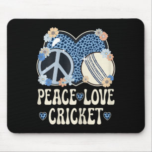 Peace Love Cricket Lover Outfit Cheetah Print Wome Mouse Pad