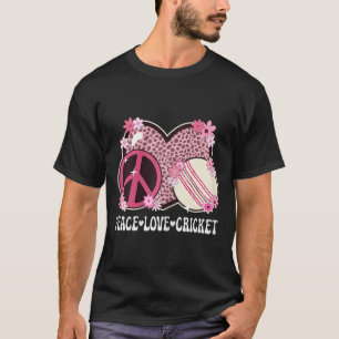 Peace Love Cricket Lover Outfit Cheetah Print Wome T-Shirt
