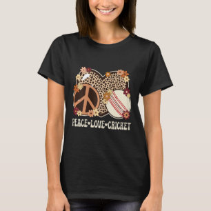 Peace Love Cricket Lover Outfit Cheetah Print Wome T-Shirt