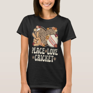 Peace Love Cricket Lover Outfit Cheetah Print Wome T-Shirt