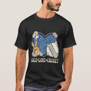 Peace Love Cricket Lover Outfit Cheetah Print Wome T-Shirt