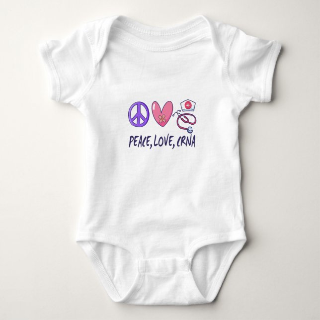 Peace Love CRNA Nurse Baby Bodysuit (Front)