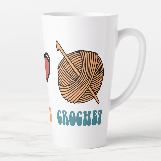 Peace, Love, Crochet Latte Mug (Right)
