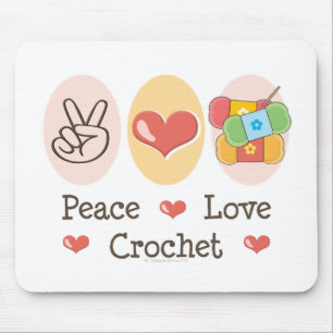Peace Love Crochet Mouse Pad
