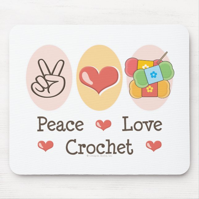 Peace Love Crochet Mouse Pad (Front)