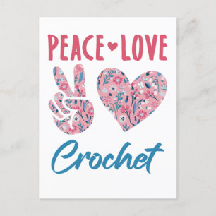 Peace Love Crochet Postcard