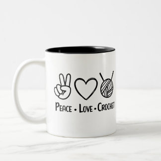 Peace Love Crochet Two-Tone Coffee Mug