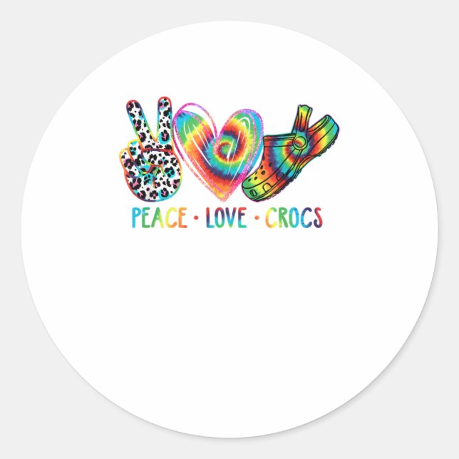 Peace Love crocs Funny Gift Classic Round Sticker (Front)