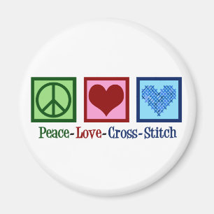 Peace Love Cross Stitch Magnet