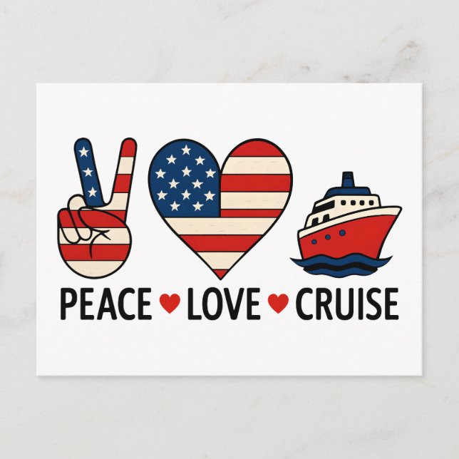 Peace Love Cruise USA Vacation Vibes Postcard (Front)