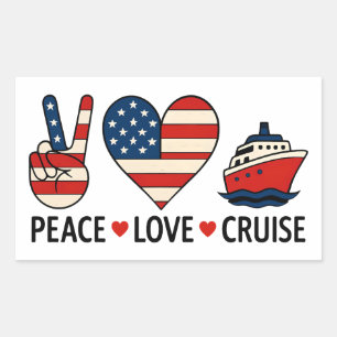 Peace Love Cruise USA Vacation Vibes Rectangular Sticker