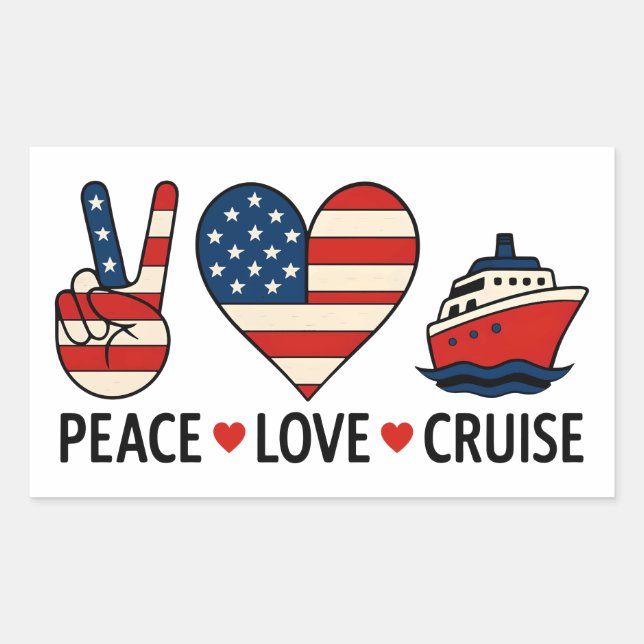Peace Love Cruise USA Vacation Vibes Rectangular Sticker (Front)