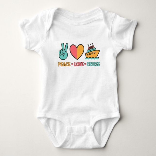 Peace Love Cruise Vacation Baby Bodysuit (Front)