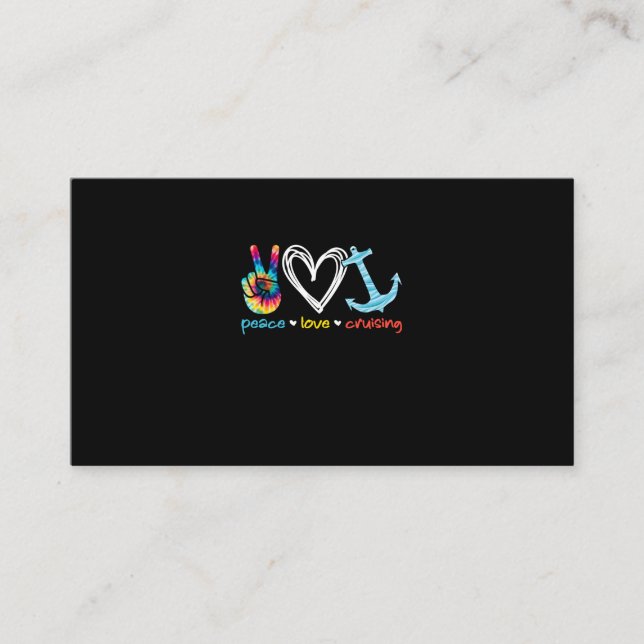 Peace Love Cruising Ship Floating Ocean Tie Dye Business Card (Front)