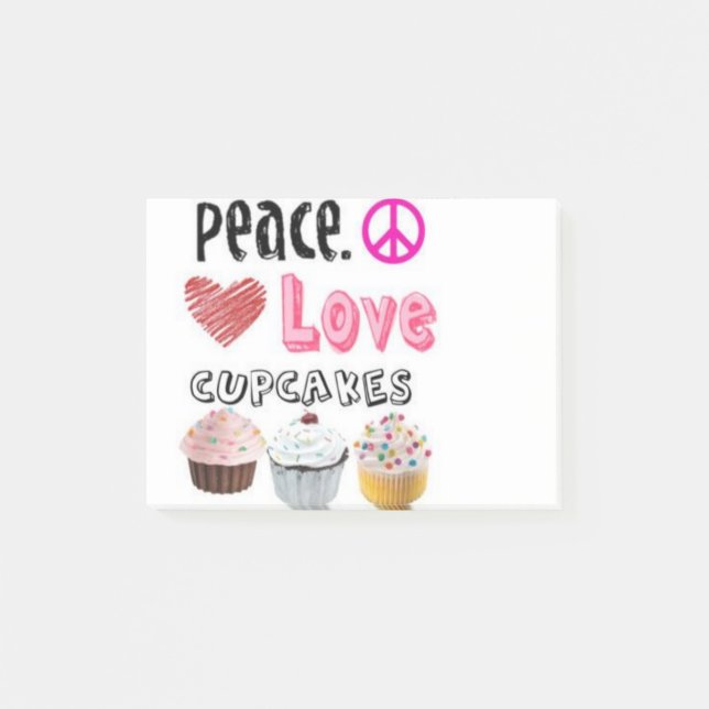 Peace Love Cupcakes cake design Post-it Notes (Front)