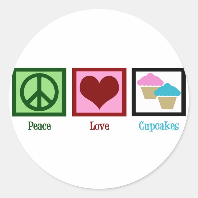 Peace Love Cupcakes Classic Round Sticker (Front)
