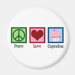 Peace Love Cupcakes Cute Baker Magnet