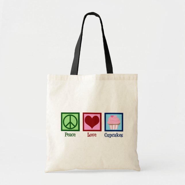 Peace Love Cupcakes Cute Baker Tote Bag (Front)