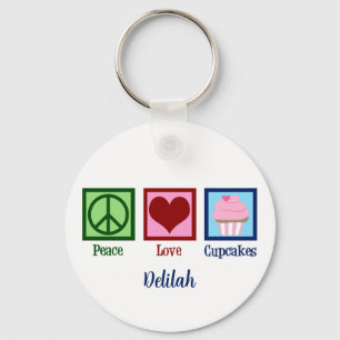 Peace Love Cupcakes Cute Custom Key Ring