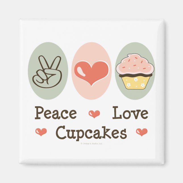 Peace Love Cupcakes Magnet (Front)