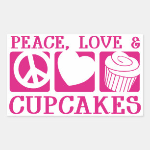 Peace Love Cupcakes Rectangular Sticker