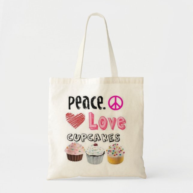Peace, Love, Cupcakes Tote Bag (Front)