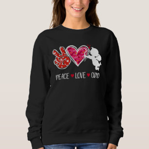 Peace Love Cupid Cute Red Leopard Valentine's Day  Sweatshirt