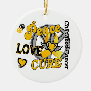Peace Love Cure 2 Childhood Cancer Ceramic Ornament