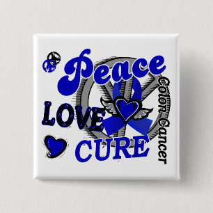 Peace Love Cure 2 Colon Cancer 15 Cm Square Badge