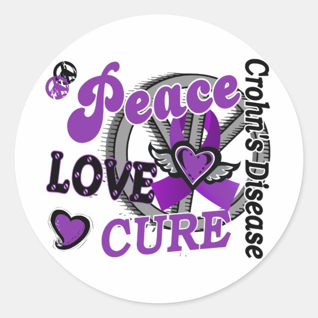 Peace Love Cure 2 Crohn's Disease Classic Round Sticker (Front)