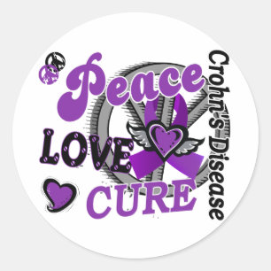 Peace Love Cure 2 Crohn's Disease Classic Round Sticker