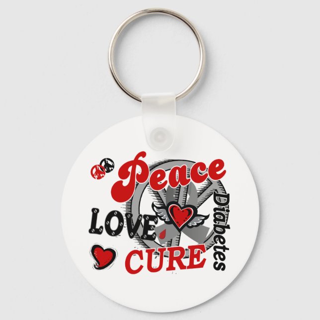 Peace Love Cure 2 Diabetes Key Ring (Front)