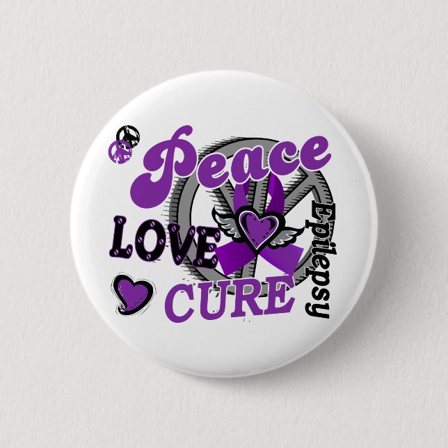 Peace Love Cure 2 Epilepsy 6 Cm Round Badge (Front)