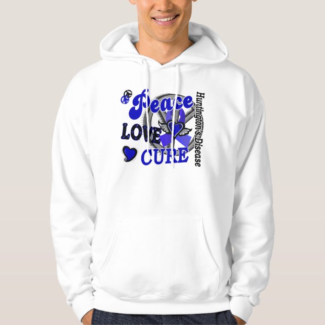 Peace Love Cure 2 Huntington's Disease Hoodie (Front)